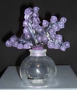 Clairfontaine Lalique France Crystal Modern Perfume Bottle With Colored Stopper