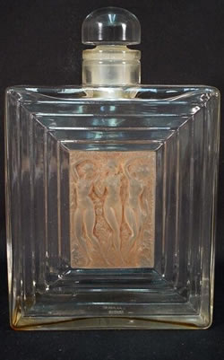 Duncan Lalique France Crystal Three Figure Perfume Bottle