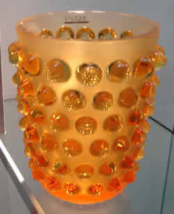 Mossi Lalique France Cyrstal Modern Vase In Yellow Glass