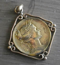 Fake Rene Lalique Pendant Of Profile Of Female Figure