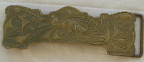 Fake Rene Lalique Belt Buckle With Tiffany On Reverse and Peacock Design On Front