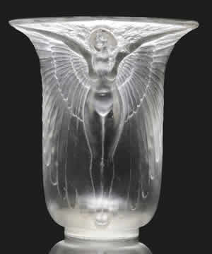 Rene Lalique Deux Figures Femmes Ailees Cire Perdue Vase