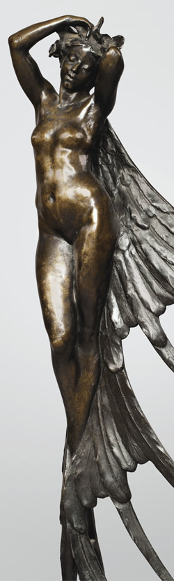 Rene Lalique Femme Ailee Balustrade Cire Perdue Bronze From the 1900 Paris Exhibition