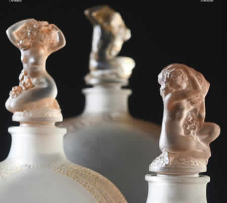 Myosotis Garniture De Toilette Bottles - A Close-Up Of The Stoppers - Rene Lalique Myosotis Garniture De Toilette Bottles - A Close-Up Of The Stoppers - Rene Lalique